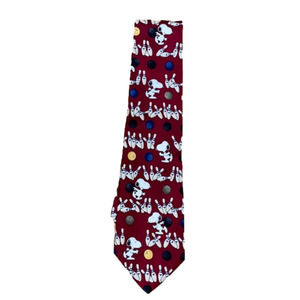 10/$10 Peanuts Snoopy bowling silk tie 56.5”  -bm